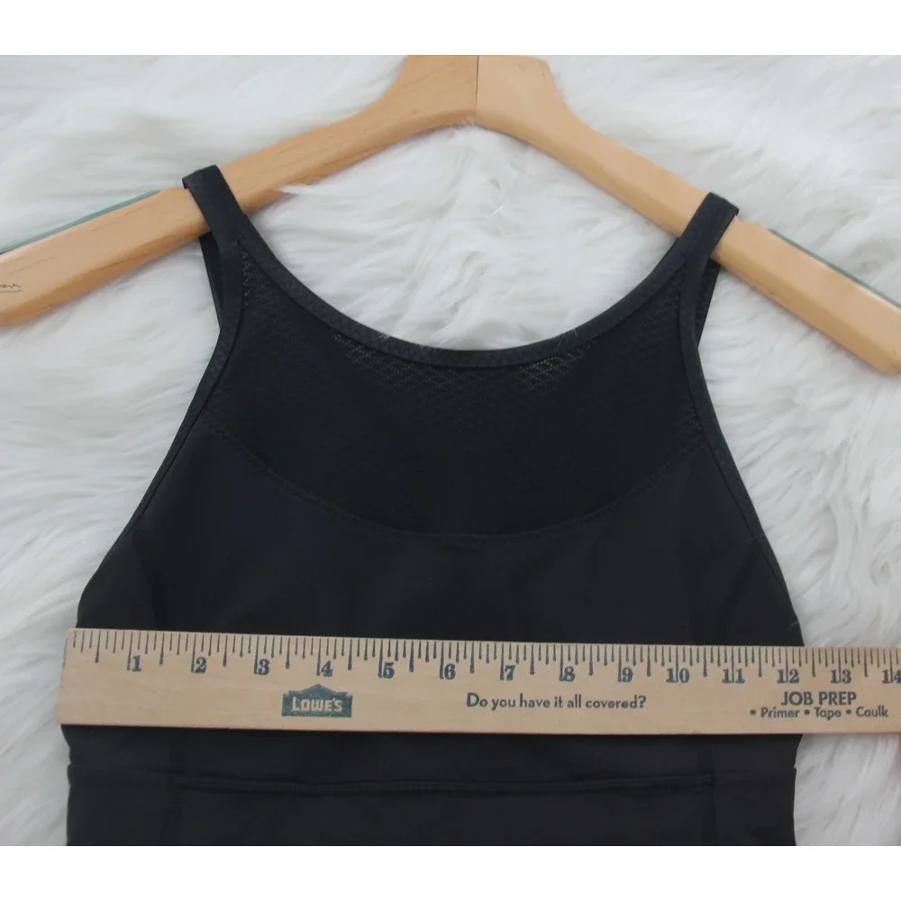 Lululemon Athletica Clip-In Long Line Pilates Black Mesh Crossback Sports Bra 6